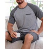 Ekouaer Mens Pajamas Set Bamboo Viscose Short Sleeve Pjs Sets | Soft Moisture Wicking Lightweight, Summer Button Fly Sleepwear with Pockets for lounging at home Running Reading(Grey)
