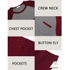Ekouaer Mens Pajamas Set Bamboo Viscose Short Sleeve Pjs Sets | Soft Moisture Wicking Lightweight, Summer Button Fly Sleepwear with Pockets for lounging at home Running Reading(Red Grey)