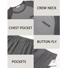 Ekouaer Mens Pajamas Set Bamboo Viscose Short Sleeve Pjs Sets | Soft Moisture Wicking Lightweight, Summer Button Fly Sleepwear with Pockets for lounging at home Running Reading(Grey)