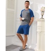 Ekouaer Mens Pajamas Set Bamboo Viscose Short Sleeve Pjs Sets | Soft Moisture Wicking Lightweight, Summer Button Fly Sleepwear with Pockets for lounging at home Running Reading(Blue Grey)