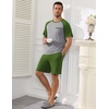 Ekouaer Mens Pajamas Set Bamboo Viscose Short Sleeve Pjs Sets | Soft Moisture Wicking Lightweight, Summer Button Fly Sleepwear with Pockets for lounging at home Running Reading(Army Green Grey)