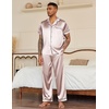 Ekouaer Mens Satin Pajama Set Short Sleeve Button Down Sleepwear with Pant | Soft Cozy, Summer Fall, Elastic Waist Long Pants, Pocket, Casual Loungewear Silk Satin Pjs for Casual Daily Wear(Champagne)
