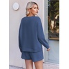 Ekouaer Women’s Lounge Sets Pajamas 2026 Fall Long Sleeve Top&Shorts XS-XXL | Matching 2 Piece Sets,Fall outfits,Loungewear for Travel,Vacation,Airport,Home,Daily Wear,Shorts with Pockets(Blue)