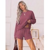 Ekouaer Women’s Lounge Sets Pajamas 2026 Fall Long Sleeve Top&Shorts XS-XXL | Matching 2 Piece Sets,Fall outfits,Loungewear for Travel,Vacation,Airport,Home,Daily Wear,Shorts with Pockets(Old Rose)