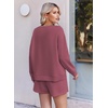 Ekouaer Women’s Lounge Sets Pajamas 2026 Fall Long Sleeve Top&Shorts XS-XXL | Matching 2 Piece Sets,Fall outfits,Loungewear for Travel,Vacation,Airport,Home,Daily Wear,Shorts with Pockets(Old Rose)