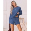 Ekouaer Women’s Lounge Sets Pajamas 2026 Fall Long Sleeve Top&Shorts XS-XXL | Matching 2 Piece Sets,Fall outfits,Loungewear for Travel,Vacation,Airport,Home,Daily Wear,Shorts with Pockets(Blue)