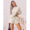 Ekouaer Women’s Lounge Sets Pajamas 2026 Fall Long Sleeve Top&Shorts XS-XXL | Matching 2 Piece Sets,Fall outfits,Loungewear for Travel,Vacation,Airport,Home,Daily Wear,Shorts with Pockets(Apricot)