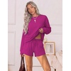 Ekouaer Women’s Lounge Sets Pajamas 2026 Fall Long Sleeve Top&Shorts XS-XXL | Matching 2 Piece Sets,Fall outfits,Loungewear for Travel,Vacation,Airport,Home,Daily Wear,Shorts with Pockets(Hot Pink)
