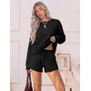 Ekouaer Women’s Lounge Sets Pajamas 2026 Fall Long Sleeve Top&Shorts XS-XXL | Matching 2 Piece Sets,Fall outfits,Loungewear for Travel,Vacation,Airport,Home,Daily Wear,Shorts with Pockets(Black)