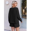Ekouaer Women’s Lounge Sets Pajamas 2026 Fall Long Sleeve Top&Shorts XS-XXL | Matching 2 Piece Sets,Fall outfits,Loungewear for Travel,Vacation,Airport,Home,Daily Wear,Shorts with Pockets(Black)