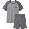 Ekouaer Mens Pajamas Set Bamboo Viscose Short Sleeve Pjs Sets | Soft Moisture Wicking Lightweight, Summer Button Fly Sleepwear with Pockets for lounging at home Running Reading(Grey)