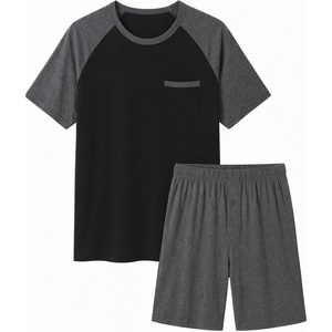 Ekouaer Mens Pajamas Set Bamboo Viscose Short Sleeve Pjs Sets | Soft Moisture Wicking Lightweight, Summer Button Fly Sleepwear with Pockets for lounging at home Running Reading(Black Dark Grey)