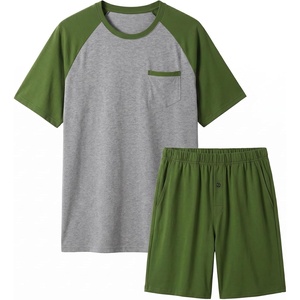 Ekouaer Mens Pajamas Set Bamboo Viscose Short Sleeve Pjs Sets | Soft Moisture Wicking Lightweight, Summer Button Fly Sleepwear with Pockets for lounging at home Running Reading(Army Green Grey)