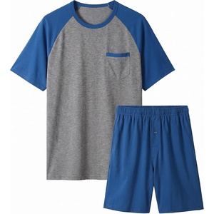 Ekouaer Mens Pajamas Set Bamboo Viscose Short Sleeve Pjs Sets | Soft Moisture Wicking Lightweight, Summer Button Fly Sleepwear with Pockets for lounging at home Running Reading(Blue Grey)