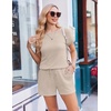 Ekouaer Rompers for Women Ribbed Knit Short Jumpsuit 2026 Summer Casual Vacation Outfits(Light Khaki)