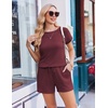 Ekouaer Rompers for Women Ribbed Knit Short Jumpsuit 2026 Summer Casual Vacation Outfits(Wine Red)