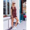 Ekouaer Rompers for Women Ribbed Knit Short Jumpsuit 2026 Summer Casual Vacation Outfits(Wine Red)