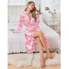 Ekouaer Silk Robes for Women Long Satin Kimono Bathrobe Sexy Bridal Robe | Shawl Collar, Bride Wedding Party Robe, Long Sleeve, V-neck, Full Length, Lightweight Sleepwear(Pink Love)