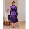 Ekouaer Silk Robes for Women Long Satin Kimono Bathrobe Sexy Bridal Robe | Shawl Collar, Bride Wedding Party Robe, Long Sleeve, V-neck, Full Length, Lightweight Sleepwear(Deep Purple)