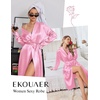 Ekouaer Silk Robes for Women Long Satin Kimono Bathrobe Sexy Bridal Robe | Shawl Collar, Bride Wedding Party Robe, Long Sleeve, V-neck, Full Length, Lightweight Sleepwear(Light Pink)