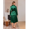 Ekouaer Silk Robes for Women Long Satin Kimono Bathrobe Sexy Bridal Robe | Shawl Collar, Bride Wedding Party Robe, Long Sleeve, V-neck, Full Length, Lightweight Sleepwear(Green)