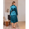 Ekouaer Silk Robes for Women Long Satin Kimono Bathrobe Sexy Bridal Robe | Shawl Collar, Bride Wedding Party Robe, Long Sleeve, V-neck, Full Length, Lightweight Sleepwear(Teal)