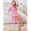 Ekouaer Silk Robes for Women Long Satin Kimono Bathrobe Sexy Bridal Robe | Shawl Collar, Bride Wedding Party Robe, Long Sleeve, V-neck, Full Length, Lightweight Sleepwear(Pink Bow Tie)