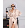 Ekouaer Silk Robes for Women Long Satin Kimono Bathrobe Sexy Bridal Robe | Shawl Collar, Bride Wedding Party Robe, Long Sleeve, V-neck, Full Length, Lightweight Sleepwear(Champagne)