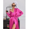 Ekouaer Silk Robes for Women Long Satin Kimono Bathrobe Sexy Bridal Robe | Shawl Collar, Bride Wedding Party Robe, Long Sleeve, V-neck, Full Length, Lightweight Sleepwear(Rose)