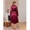 Ekouaer Silk Robes for Women Long Satin Kimono Bathrobe Sexy Bridal Robe | Shawl Collar, Bride Wedding Party Robe, Long Sleeve, V-neck, Full Length, Lightweight Sleepwear(Wine Red)