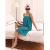 Ekouaer Towel Robe for Women Short Spa Bath Wrap Towel Wrap Shower Robe | Absorbent Material, Headband, Strap, Pockets(Blue)