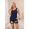 Ekouaer Women Maternity Nursing Pajama Set Breastfeeding Sleepwear Double Layer Sleeveless Top & Shorts Pregnancy PJS(Floral Navy Blue)