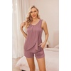 Ekouaer Women Maternity Nursing Pajama Set Breastfeeding Sleepwear Double Layer Sleeveless Top & Shorts Pregnancy PJS(Gray Purple Red)