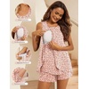 Ekouaer Women Maternity Nursing Pajama Set Breastfeeding Sleepwear Double Layer Sleeveless Top & Shorts Pregnancy PJS(Leopard Pink)