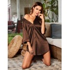 Ekouaer Womens Satin Button Down Nightshirt 3/4 Sleeve Boyfriend Nightgown | Notch Collar Sleepshirt, Satin Slip Pajama Dress, Sexy Outdoor Shirt Dress, Bridal Party Gown, Pajama Party Nightwear S-3Xl(Clay)