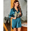 Ekouaer Womens Satin Button Down Nightshirt 3/4 Sleeve Boyfriend Nightgown | Notch Collar Sleepshirt, Satin Slip Pajama Dress, Sexy Outdoor Shirt Dress, Bridal Party Gown, Pajama Party Nightwear S-3Xl(Peacock Blue)