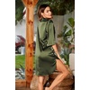 Ekouaer Womens Satin Button Down Nightshirt 3/4 Sleeve Boyfriend Nightgown | Notch Collar Sleepshirt, Satin Slip Pajama Dress, Sexy Outdoor Shirt Dress, Bridal Party Gown, Pajama Party Nightwear S-3Xl(Army Green)