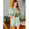 Ekouaer Womens Satin Button Down Nightshirt 3/4 Sleeve Boyfriend Nightgown | Notch Collar Sleepshirt, Satin Slip Pajama Dress, Sexy Outdoor Shirt Dress, Bridal Party Gown, Pajama Party Nightwear S-3Xl(Light Green)