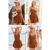 Ekouaer Womens Summer Sleeveless Workout Rompers Athletic Jumpsuit Shorts | Double Lined Shorts One Piece, Summer Wear, Slim Fit, Fashion Gym Yoga Clothes(Brown)