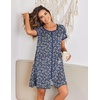Ekouaer Zip Up Robes for Women Zipper House Coat Short Bathrobes Nightgown | Lightweight, Short Sleeves, Summer, Fashion Zip Front Robes with Pockets 2026(Floral Dark Blue)