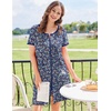 Ekouaer Zip Up Robes for Women Zipper House Coat Short Bathrobes Nightgown | Lightweight, Short Sleeves, Summer, Fashion Zip Front Robes with Pockets 2026(Floral Dark Blue)
