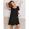 Ekouaer Zip Up Robes for Women Zipper House Coat Short Bathrobes Nightgown | Lightweight, Short Sleeves, Summer, Fashion Zip Front Robes with Pockets 2026(Black)