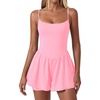 Ekouaer Womens Summer Sleeveless Workout Rompers Athletic Jumpsuit Shorts | Double Lined Shorts One Piece, Summer Wear, Slim Fit, Fashion Gym Yoga Clothes(Pink)