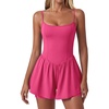 Ekouaer Womens Summer Sleeveless Workout Rompers Athletic Jumpsuit Shorts | Double Lined Shorts One Piece, Summer Wear, Slim Fit, Fashion Gym Yoga Clothes(Hot Pink)