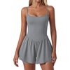 Ekouaer Womens Summer Sleeveless Workout Rompers Athletic Jumpsuit Shorts | Double Lined Shorts One Piece, Summer Wear, Slim Fit, Fashion Gym Yoga Clothes(Grey)