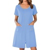 Ekouaer Zip Up Robes for Women Zipper House Coat Short Bathrobes Nightgown | Lightweight, Short Sleeves, Summer, Fashion Zip Front Robes with Pockets 2026(Sky Blue)