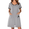 Ekouaer Zip Up Robes for Women Zipper House Coat Short Bathrobes Nightgown | Lightweight, Short Sleeves, Summer, Fashion Zip Front Robes with Pockets 2026(Light Gray)