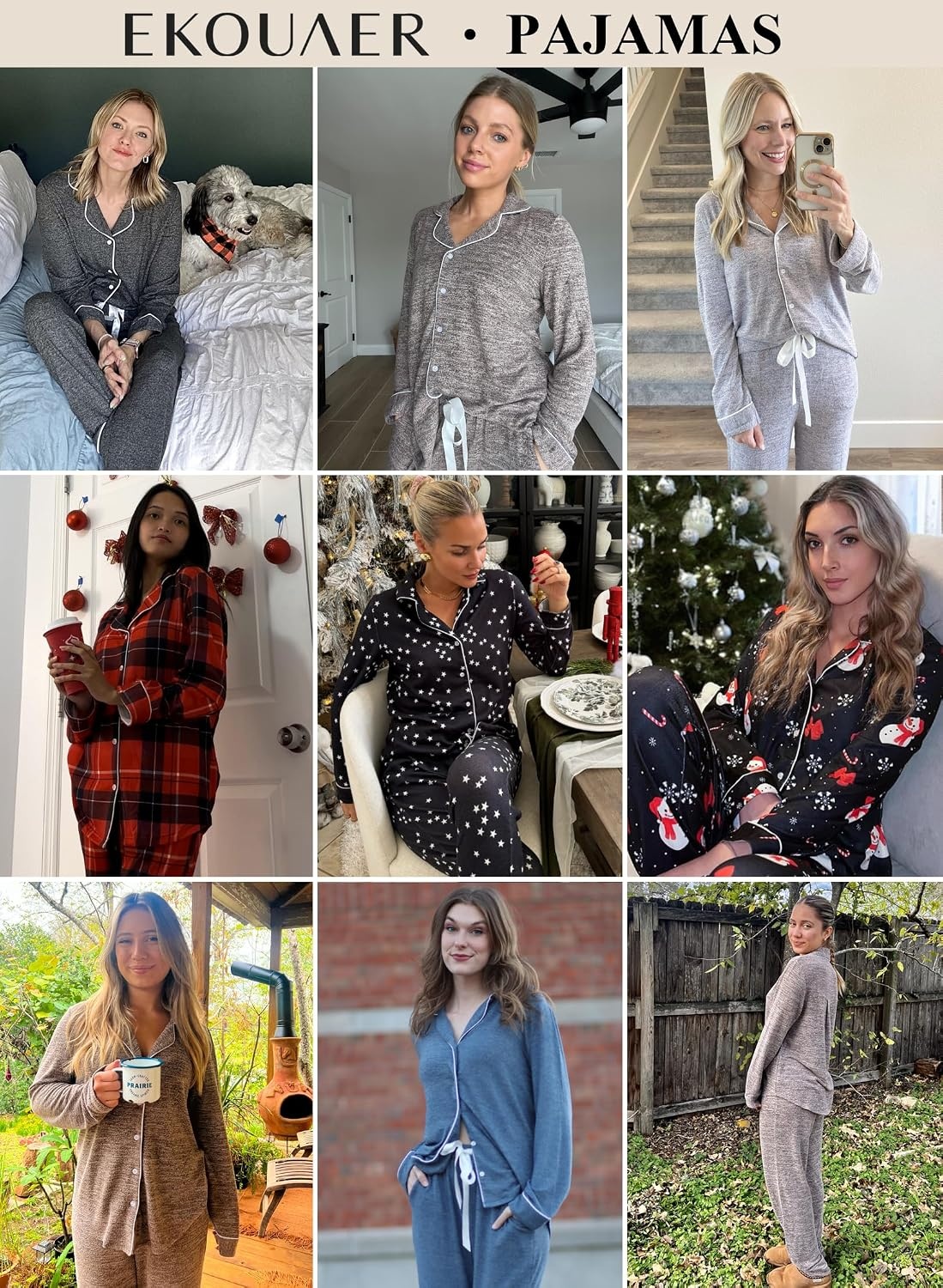 image:imageEkouaer Womens Pajamas Long Sleeve Loungewear Casual Button Down Pjs Soft SleepwearNotch CollarElastic Waist Pants with Side PocketsAdjustable DrawstringPajama PartyMaternityPostpartumLight Pink