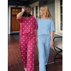 Ekouaer 2 Pack Womens Pajamas Sets Short Sleeve Long Pants Pjs Lounge Set | Comfy Soft Crew Neck Sleepwear with Pockets,Casual Printed Matching Sets for Daily Wear,Gifts,Mom,Friend,Maternity(Rose Heart/Light Blue Striped)