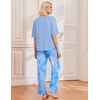 Ekouaer 2 Pack Womens Pajamas Sets Short Sleeve Long Pants Pjs Lounge Set | Comfy Soft Crew Neck Sleepwear with Pockets,Casual Printed Matching Sets for Daily Wear,Gifts,Mom,Friend,Maternity(Tie-dye Blue/Tie-dye Pink)